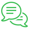 Icono que representa una conversación fluida, simbolizando la comunicación clara y directa con los clientes de Green Garden Lepe